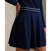 RLX Ralph Lauren Frauen aktives Kabelstrick A -Line Golf Skort - Raffinierte Marine/Keramik Weiß Multi