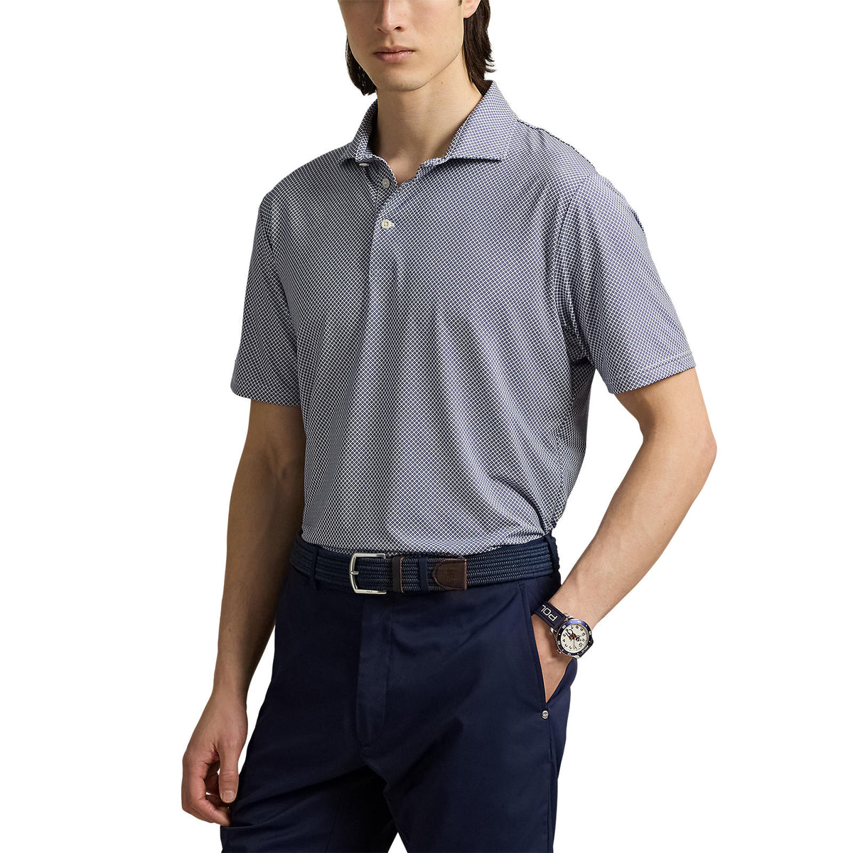 RLX Ralph Lauren bedrucktes leichter Luftstrom -Golfpolo -Hemd - 3D Diamond Garden Pink