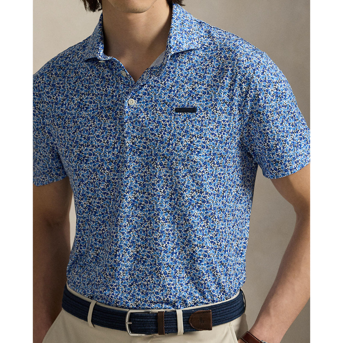 Rlx Ralph Lauren bedrucktes leichter Luftstrom -Golf -Polo -Hemd - Savanna Blumenraffinierte Marine Multi