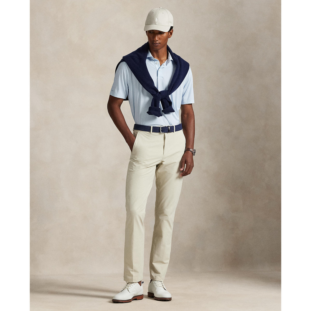RLX Ralph Lauren Printed Lightweight Airflow Golf Polo Shirt - Office Blue Boogey Texture