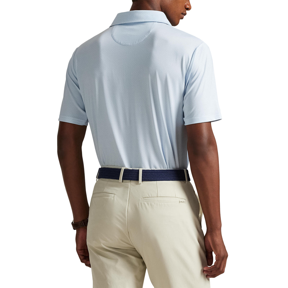 RLX Ralph Lauren Printed Lightweight Airflow Golf Polo Shirt - Office Blue Boogey Texture