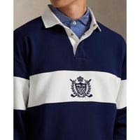 RLX Ralph Lauren Classic Fit Doppelknit Tech Kragenpullover - Raffinierte Marine/Keramik Weiß