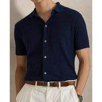 RLX Ralph Lauren Kurzarm Baumwollmischtaste Down Hemd - Raffinierte Marine