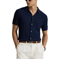 RLX Ralph Lauren Kurzarm Baumwollmischtaste Down Hemd - Raffinierte Marine