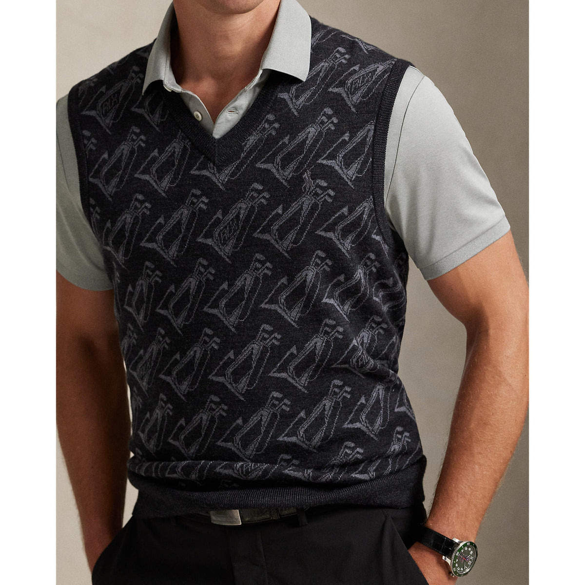 Rlx Ralph Lauren Merino Coolmax Golf Pullover - Grau Multi
