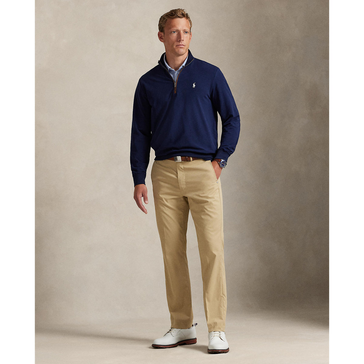 Polo Performance Ralph Lauren Fine Gauge Terry Halbzip - Französische Marine