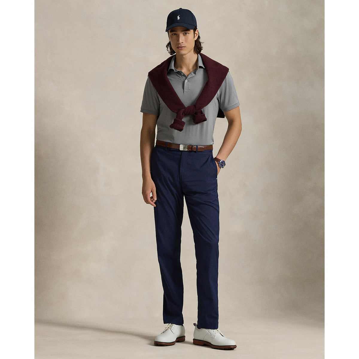 RLX Ralph Lauren Tailored Fit Lightweight Airflow Golf Polo Shirt - Peak Grey