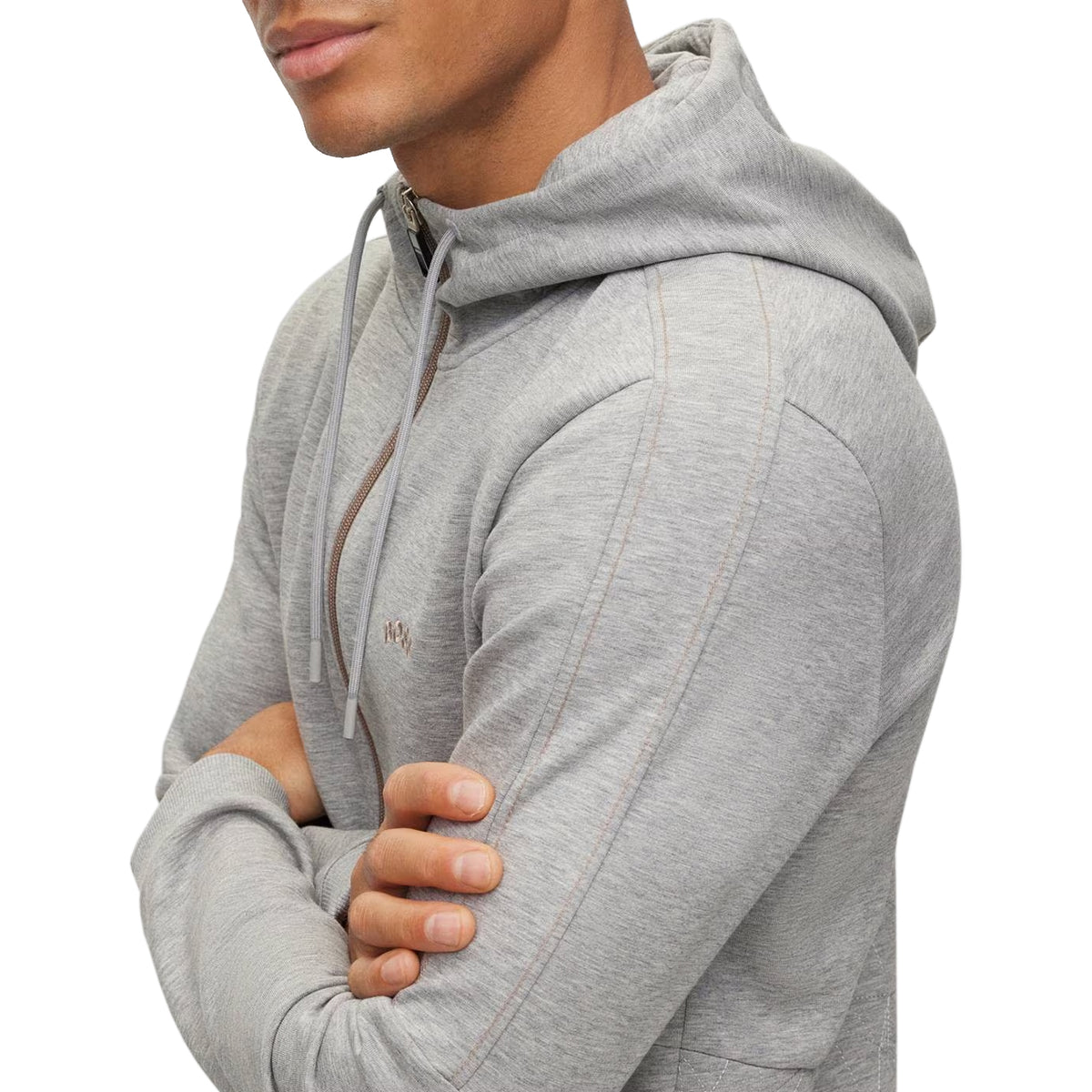 Boss Saggy 2 Full Reißverschluss Grid Hoodie - Licht/Pastellgrau