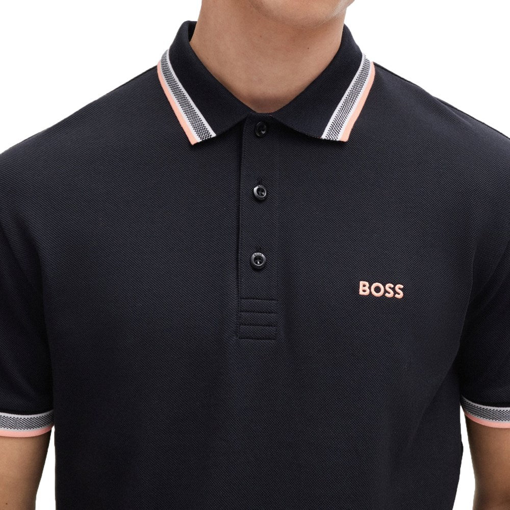 BOSS Paddy Cotton Pique Golf Shirt - Black