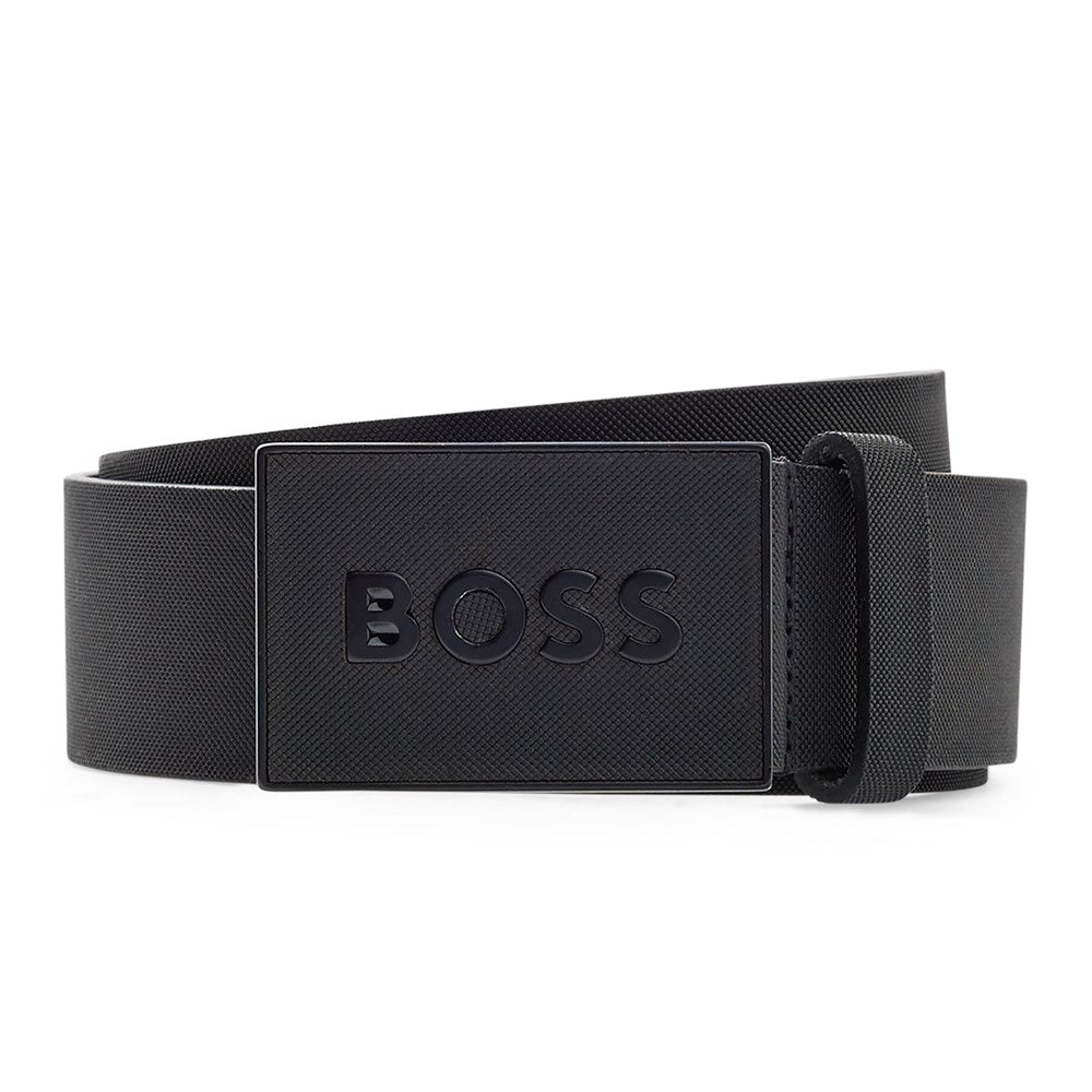 BOSS Plaque Icon Buckle Golf Belt - Black