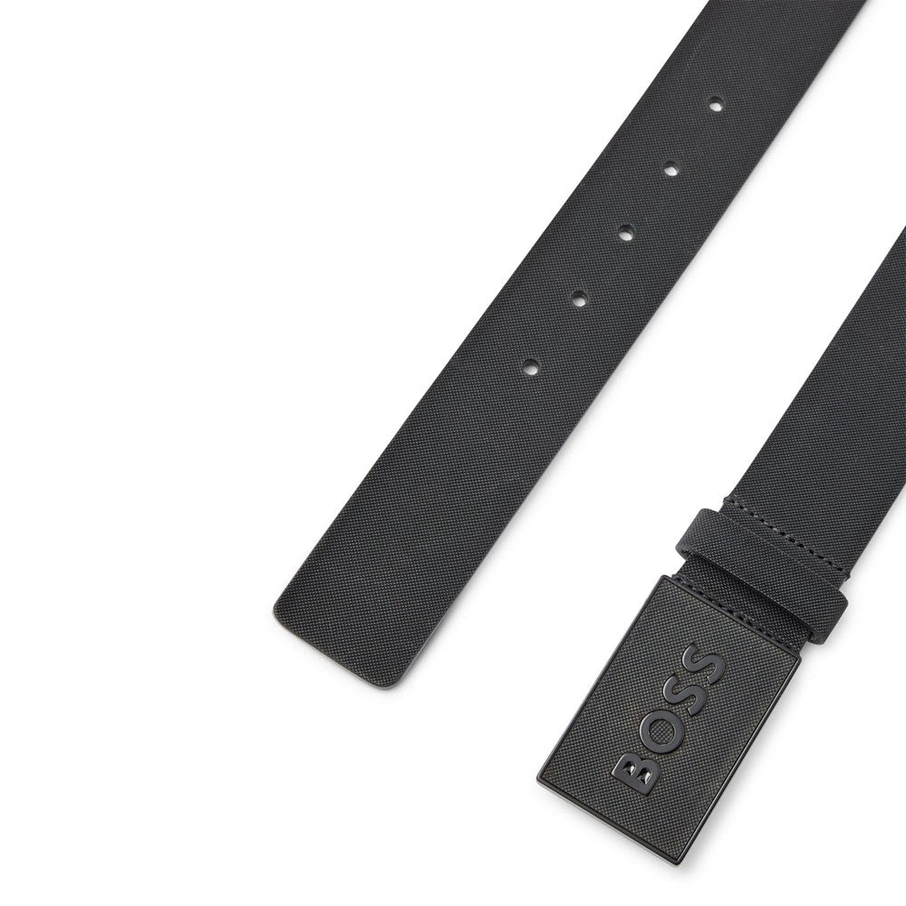 BOSS Plaque Icon Buckle Golf Belt - Black