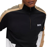 Boss Zolkar Farbblock 1/4 Zip Pullover - Schwarz