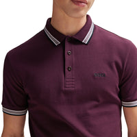 Boss Paddy Cotton Pique Polo - dunkelrot
