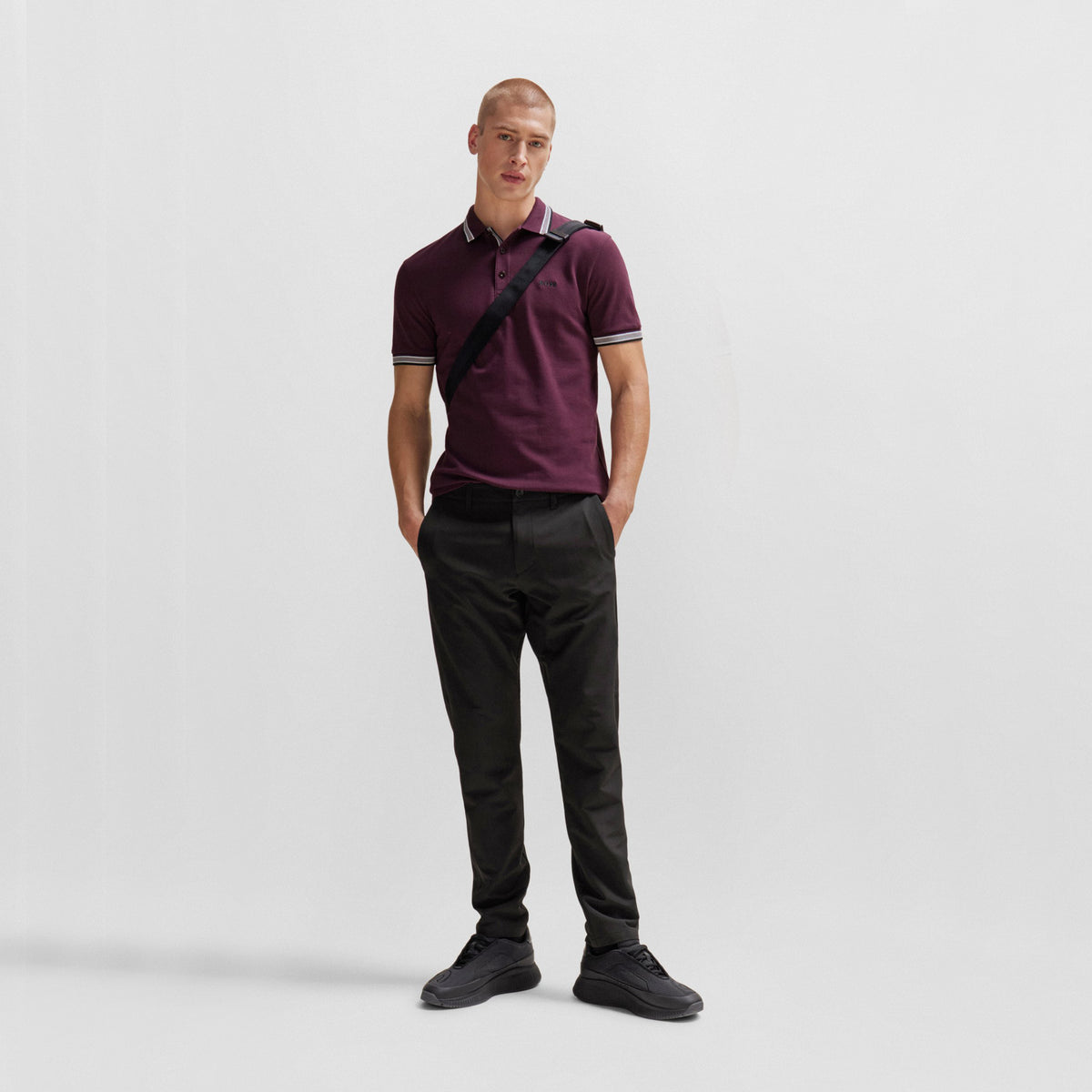 Boss Paddy Cotton Pique Polo - dunkelrot
