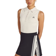 Malbon Damen Claudia Ärmelloses Golf-Poloshirt – Weiß