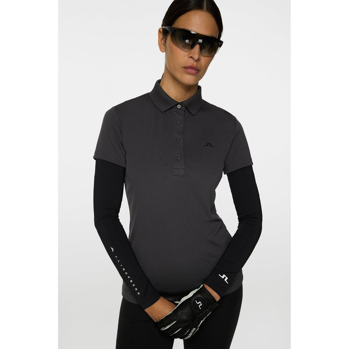 J. Lindeberg Women's Cassie Golf Polo Shirt - Asphalt