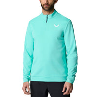 Castore Club Classic Viertel Zip Golf Pullover - Leichte Aqua/Weiß