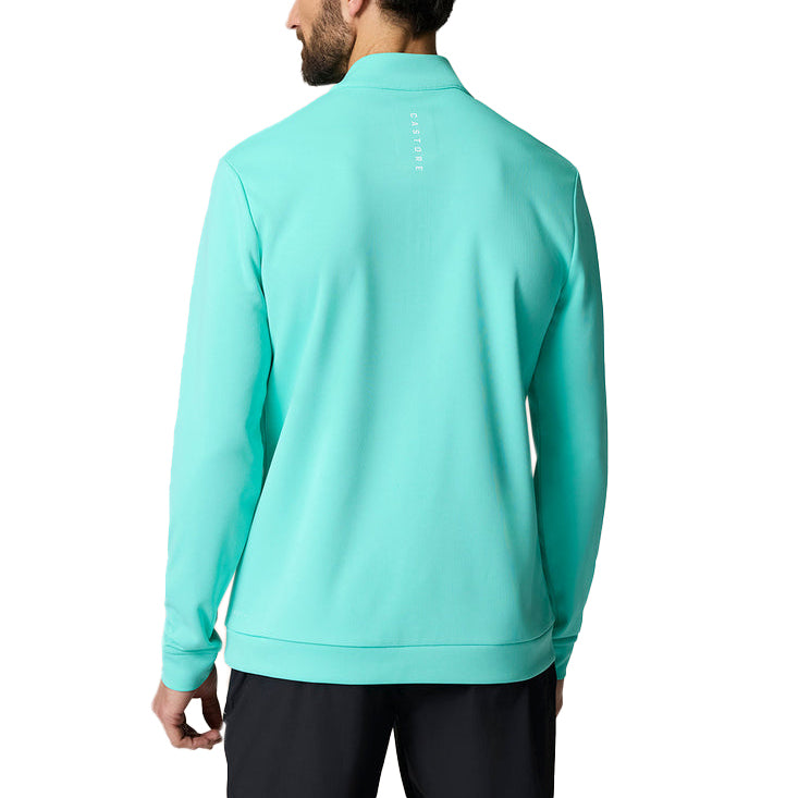 Castore Club Classic Viertel Zip Golf Pullover - Leichte Aqua/Weiß