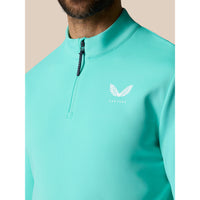 Castore Club Classic Viertel Zip Golf Pullover - Leichte Aqua/Weiß