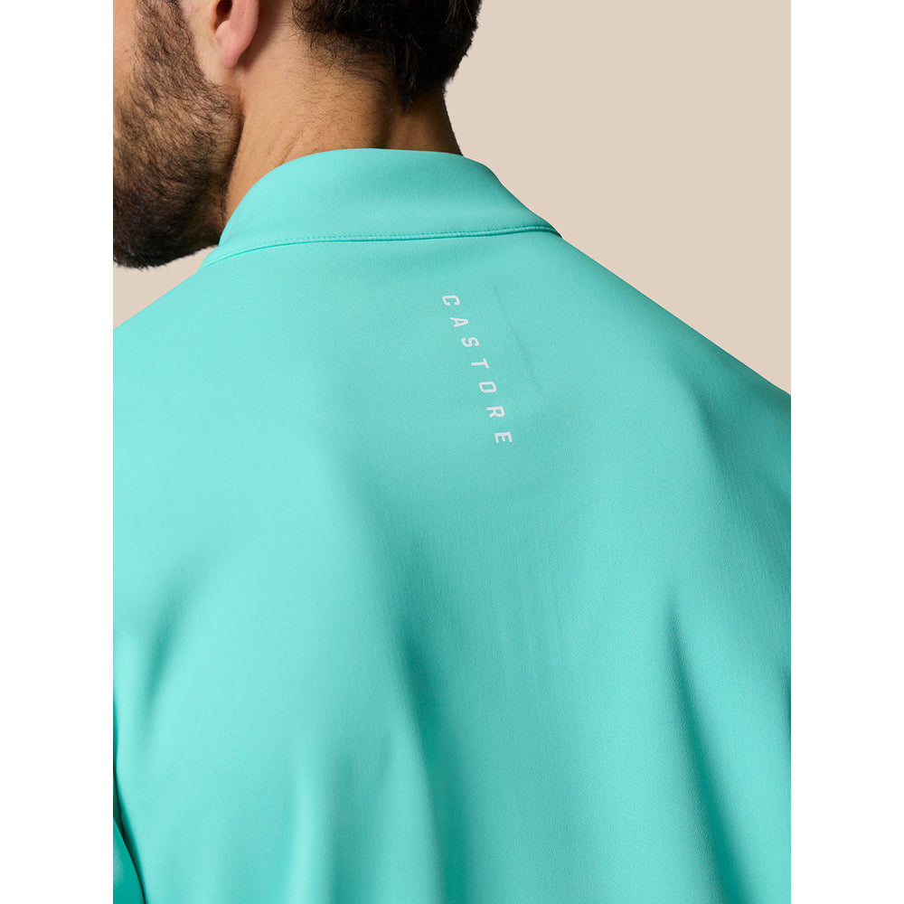 Castore Club Classic Viertel Zip Golf Pullover - Leichte Aqua/Weiß