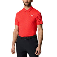 Castore Club Golfball gedrucktes Polo -Golfhemd - Mohn rot/weiß