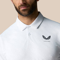 Castore Club Golfball gedrucktes Polo -Golfhemd - Weiß/Mitternacht Marine