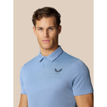 Castore Pinnacle Engineered Strick Polo Golfhemd - Sky Blue/Mitternacht Marine