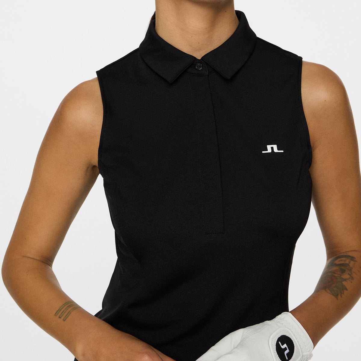 J.Lindeberg Dena ärmellose Golf Polo -Hemd - schwarz
