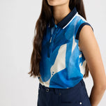 Rohnisch Damen Deni ärmellose Golf Polo -Hemd - Blue Aquarelle