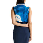 Rohnisch Damen Deni ärmellose Golf Polo -Hemd - Blue Aquarelle
