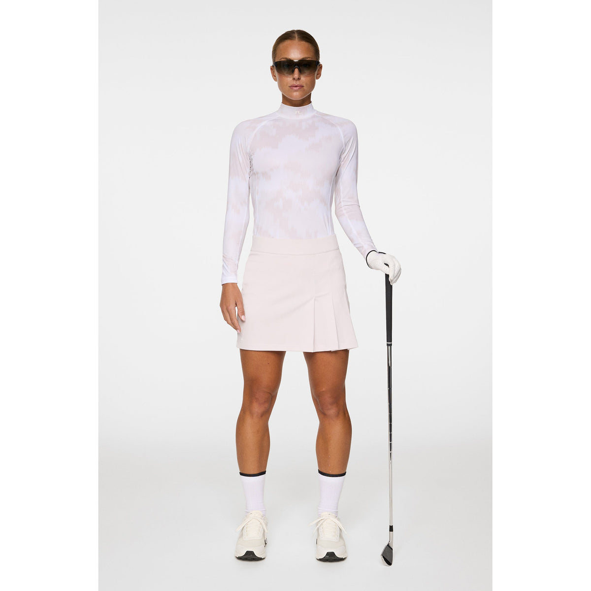 J. Lindeberg Women's Ella Print Kompression Golfhemd - Warp Grey Lilac