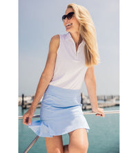 Golftini Frauen erster Kumpel 17,5 "Seitenfalten Golfskort - Blau/Weiß