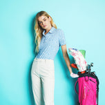 G/Fore Women's Distorted Check Silky Tech Nylon Golf Polo - Fjord