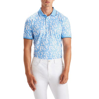 G/Fore Blossom Rib Collar Tech Golf Polo Shirt - Cielo