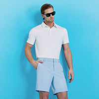 G/Vordere Melange Ice Nylon Golf Poloshirt - Schneeschmelz