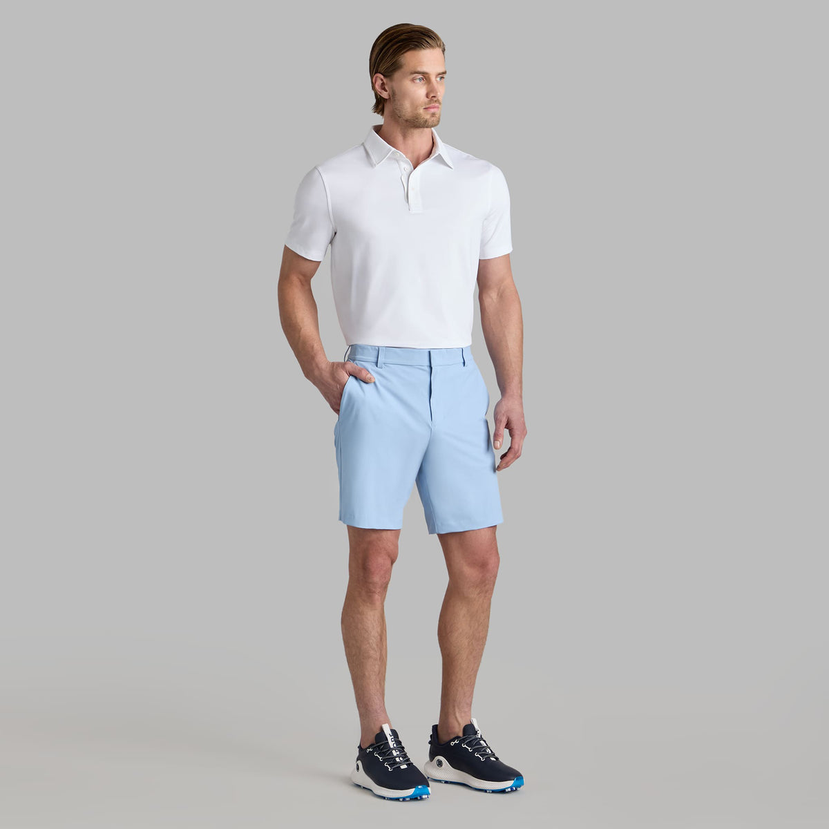 G/Vordere Melange Ice Nylon Golf Poloshirt - Schneeschmelz