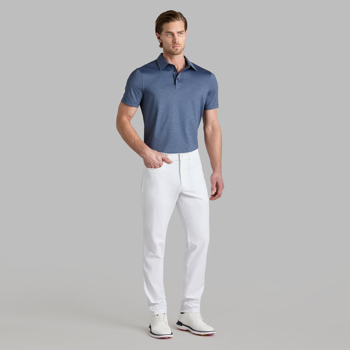 G/Vordere Melange Ice Nylon Golf Polo -Hemd - Twilight Melange