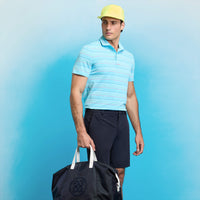 G/Vordere Multi -Streifen -Tech Pique Performance Golf Polo -Hemd - Brise