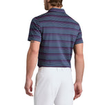 G/Vordere Multi -Streifen -Tech Pique Performance Golf Polo Shirt - Twilight/Lava