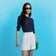 G/Vordere Frauenkontrast Halsband Seidem Tech Langarm Golf Polo -Hemd - Twilight