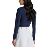 G/Vordere Frauenkontrast Halsband Seidem Tech Langarm Golf Polo -Hemd - Twilight