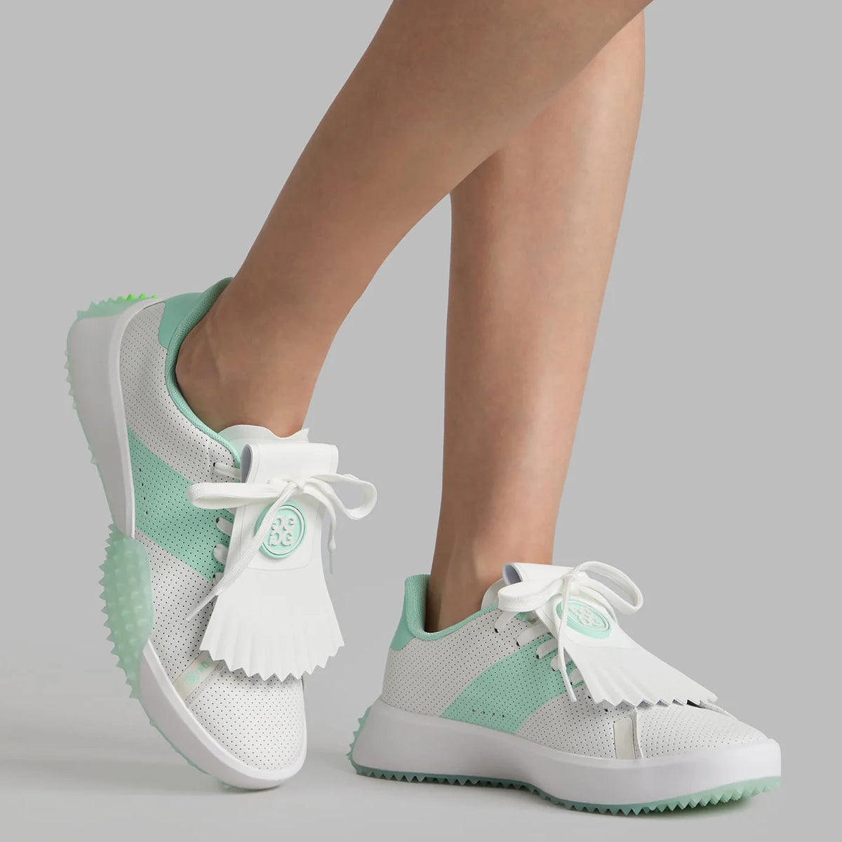 G/vor Frauen G.112 perforiertes Leder Kiltie Golfschuhe - Schnee/Menthol