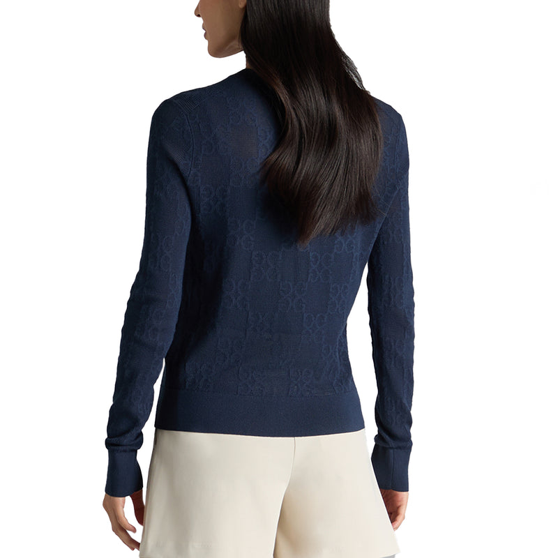 G/Vordere Pointelle G Crewneck Golfpullover - Twilight
