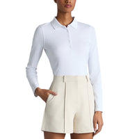 G/Fore Women's Ribbed Tech Nylon Long Sleeve Golf Polo Shirt - Snow