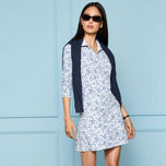 G/Fore 女式 Scatter Ditzy 印花长袖高尔夫 Polo 衫 - 雪色/暮色