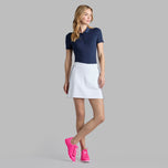 G/Vordere Frauen -Seitenstreifen Stretch Scuba Golf Skort - Schnee