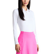 G/Fore Damen Silky Tech Nylon Langarm-Golfpoloshirt – Snow