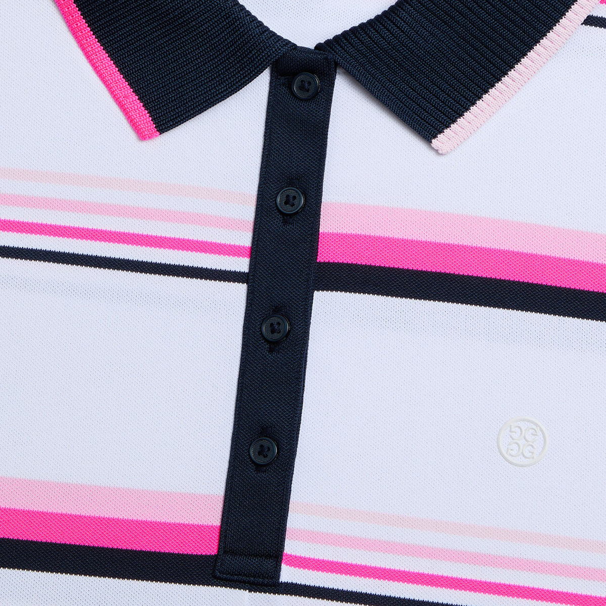 G/Fore Women's Tech Pique Engineered Stripe Sleeveless Golf Polo Shirt - Snow