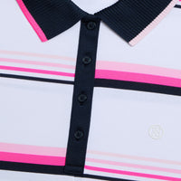 G/Fore Women's Tech Pique Engineered Stripe Sleeveless Golf Polo Shirt - Snow