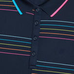 G/Vordere Frauen geteilte Streifen Tech Pique ärmellose Golf Polo -Hemd - Twilight